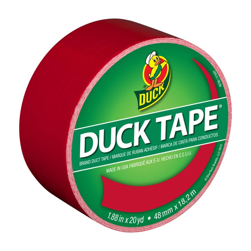 Duck شريط لاصق ملون من دك براند 1265014، أحمر، 1.88 بوصة × 20 ياردة، لفة واحدة - Image 1